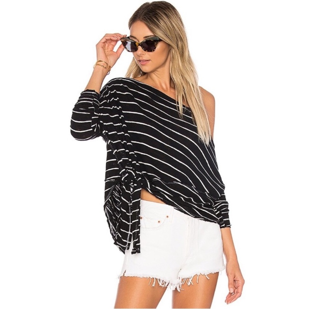 Free People We the Free Love Lane Top in Black & White Stripe